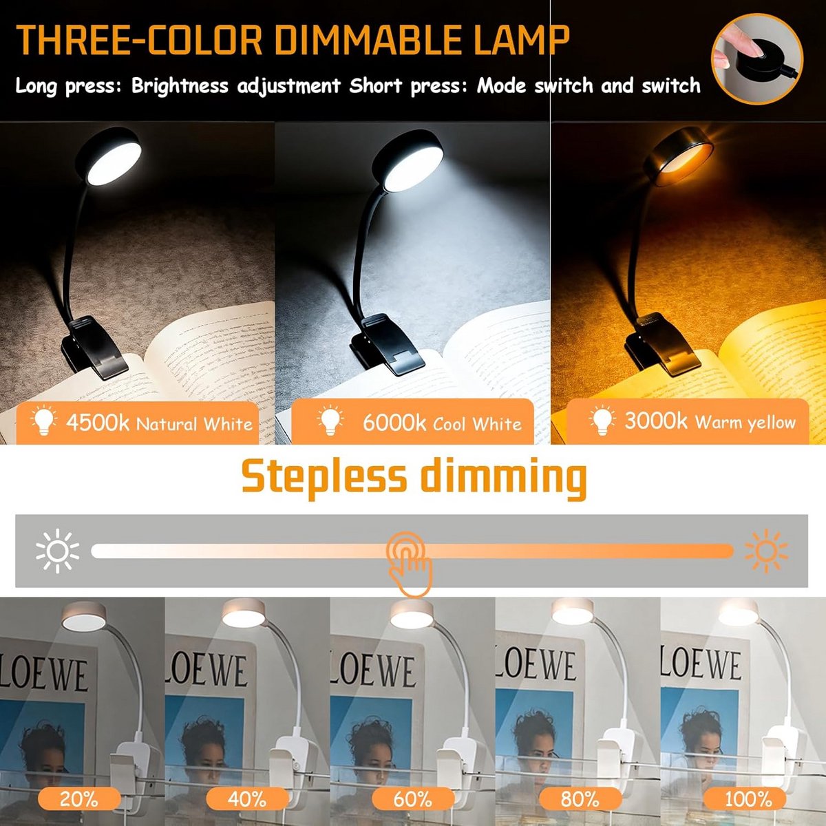 Draagbare Oplaadbare Leeslamp met Flexibele 360 Graden Hals - Ideaal voor Bed en Bureau — cadeau in Gadgets - foto 2