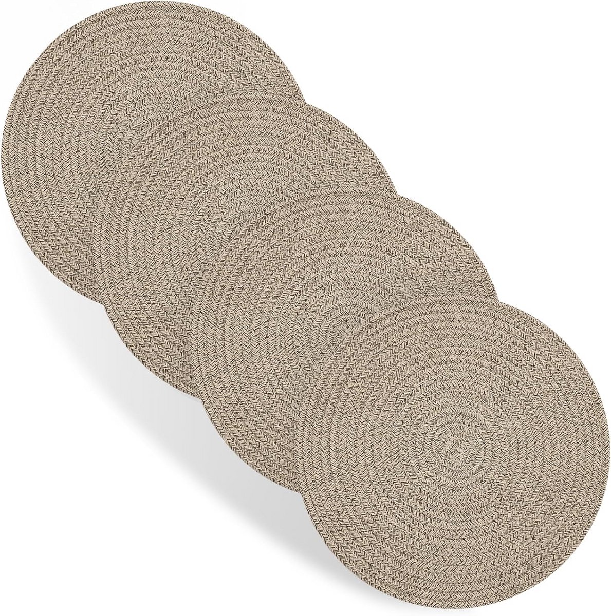 Set van 4 Ronde Placemats van Dik Katoenen Touw - Geweven en Hittebestendige Tafelmatten