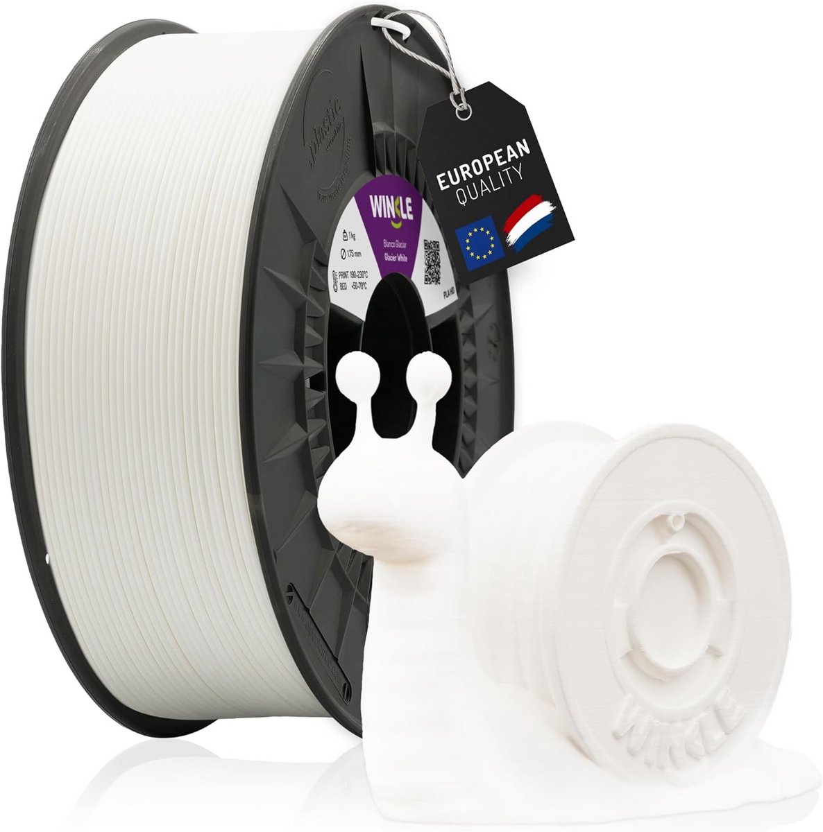 Hoogwaardig PLA 1.75mm 3D Printer Filament in Gletsjerwit, 1kg Spoel