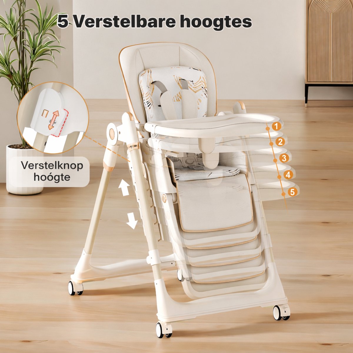 MAGICFOX Kinderstoel-baby/kind zitstoel voor Maaltijden- Opvouwbaar-Met blad- Voetsteun-Verstelbare hoogte – foto 4