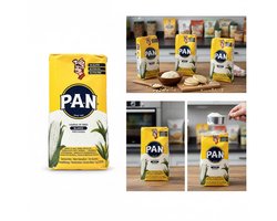 PAN Wit Fijn Maïsmeel Voorgekookt – Harina de Maíz Blanco Precocida | 10er Pack (10 x 1kg) | Authentiek uit Venezuela & Colombia | Ideaal voor Arepas, Empanadas, Tamales | Met Kajal Sticker (gele verpakking)