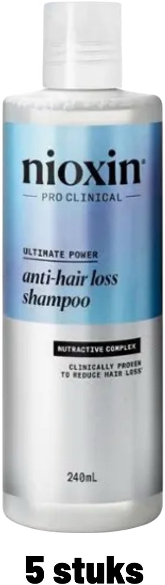 5 Stuks Nioxin Anti-Hairloss Shampoo - 240ml- Normale shampoo - Voor Alle haartypes -Totaal 1200 ml NU EXTRA VOORDELIG