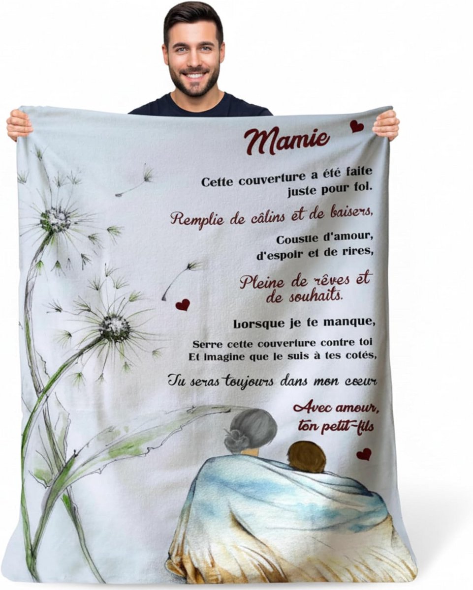 Gepersonaliseerd fleecedeken voor grootouders met lieve boodschap - Warm cadeau voor Oma en Opa