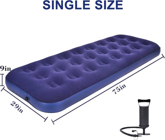 Comfortabel Eenpersoons Luchtbed met Ingebouwde Pomp voor Kamperen en Thuisgebruik van Comfortabel. — afbeelding 5