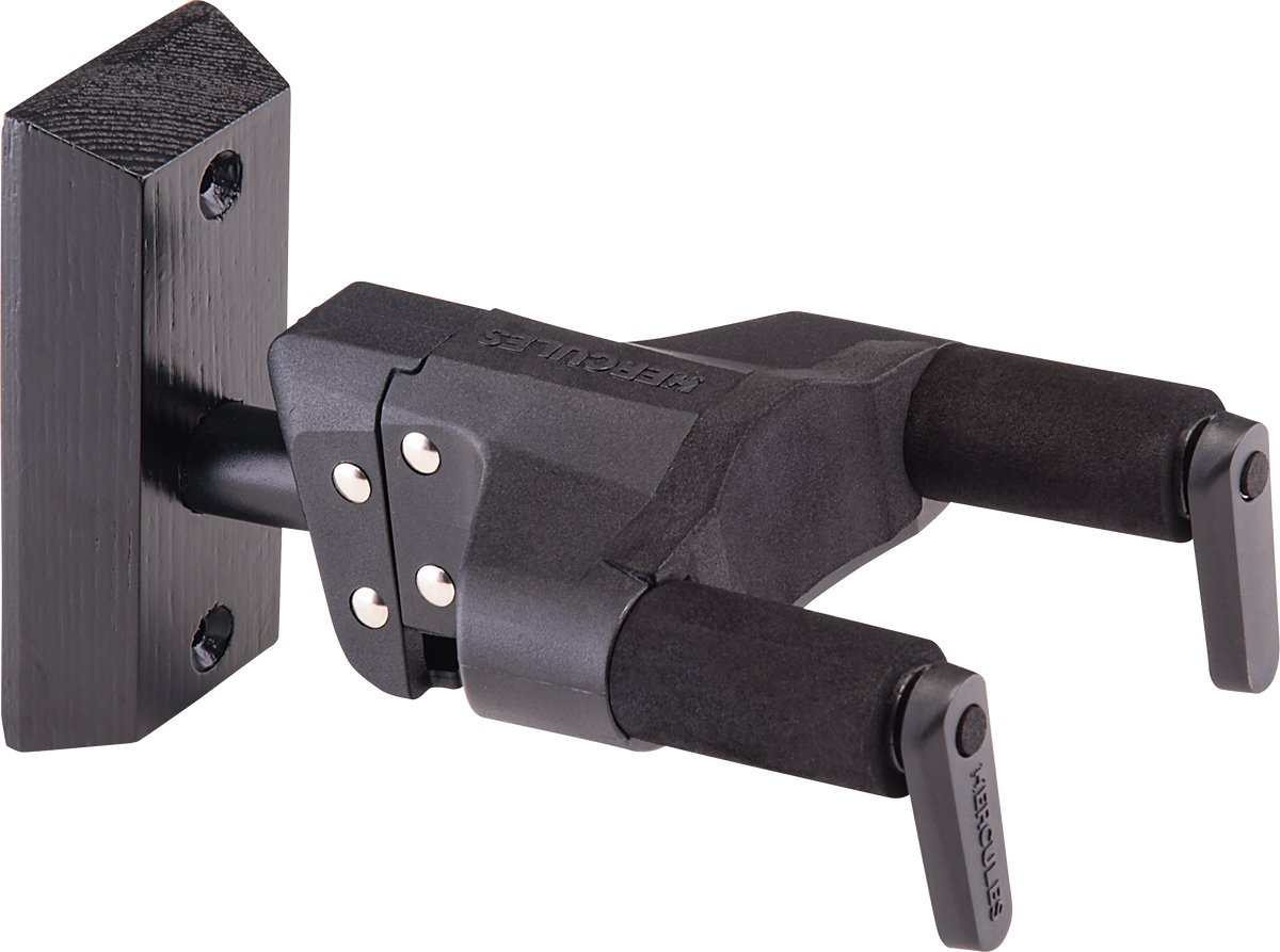 HERCULES Stands HCGSP-38WBK+ gitaarwandhouder, AGS Plus, kort, houten voet, zwart