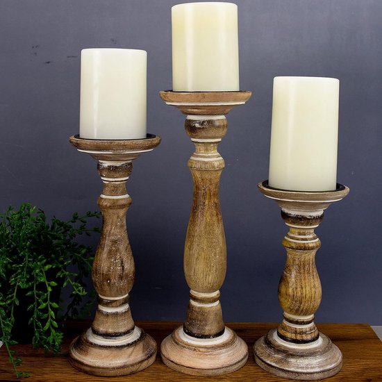 Uniek Houten Ornament Kandelaar | H23 x B57 x D13 cm | Rene Houtman - Rene Houtman