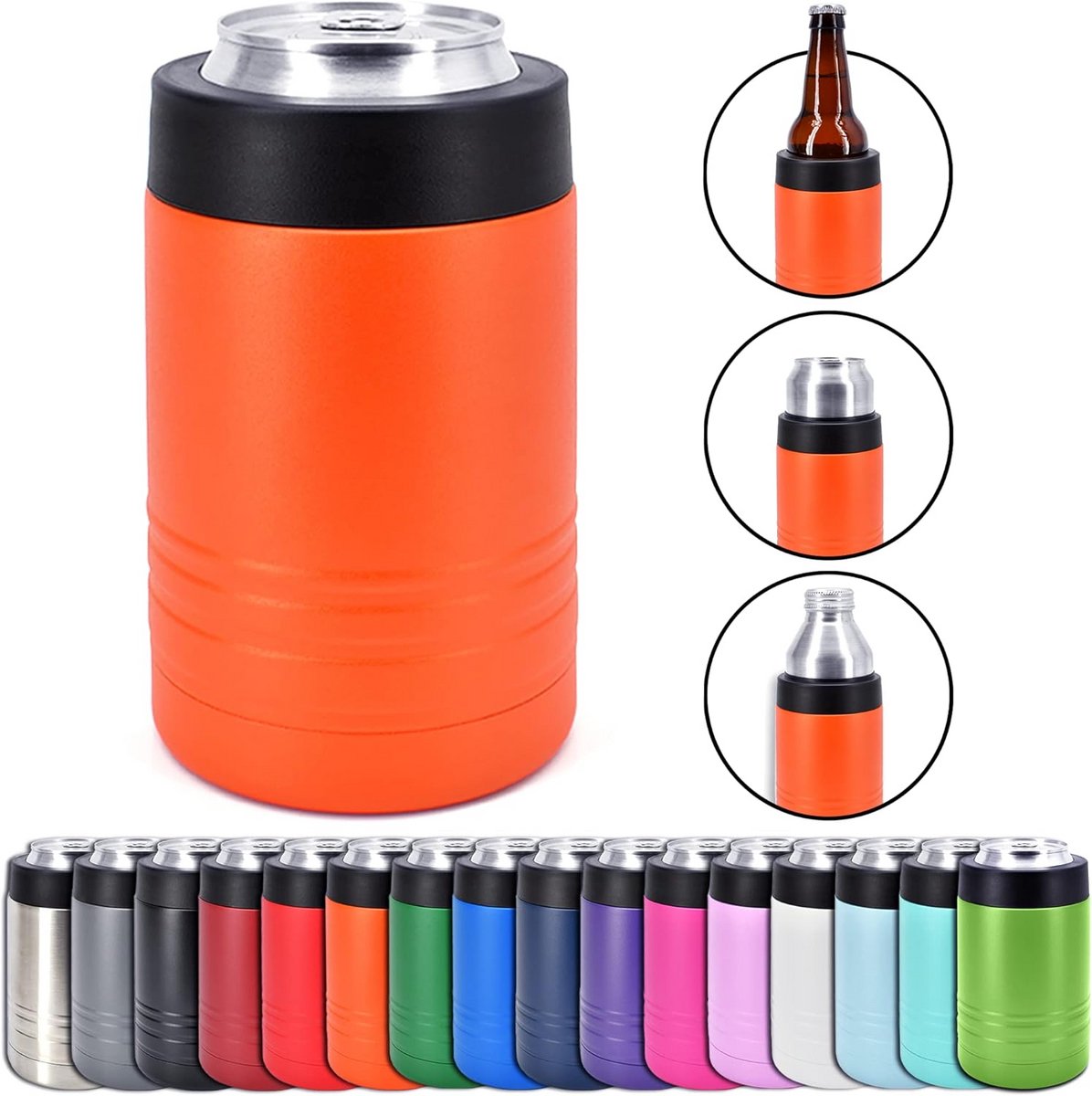 Dubbelwandige Isolatieblikhouder Roestvrij Staal Oranje 12oz IJskoud Houden