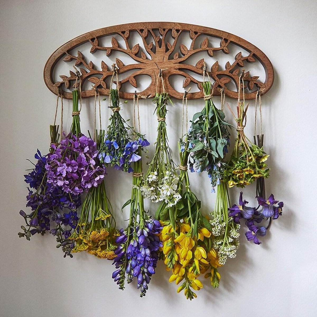 Hangend Kruidendroogrek met Levensboom Design - Ruimtebesparend voor Kruiden en Bloemen