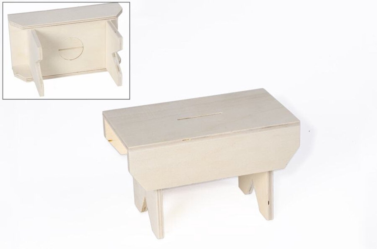 Hobbygroep houten spaarpot bank creatief speelgoed 16x5,9x10 cm.