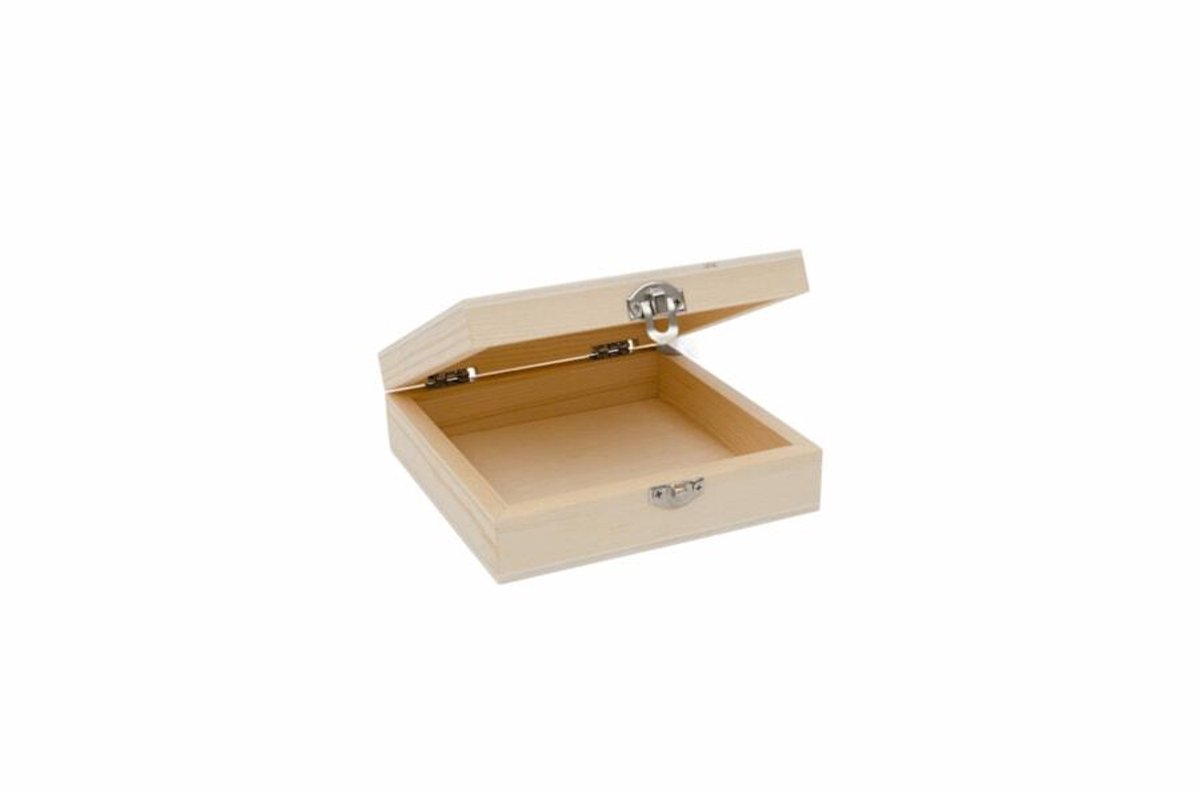 Hobbygroep houten doos opbergdoos 12x12x4 cm decoratie.
