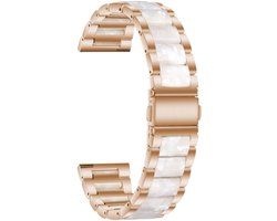 Stalen bandje - geschikt voor Garmin Venu 2s / 3s / 4 (41mm) / Vivoactive 4s / Forerunner 255s / 265s - Huawei Watch GT 5 Pro - 42mm / GT 6 / GT 5 / GT 4 - 41mm - rvs - rosegoud wit