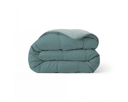 Zelesta Comfort Duo Dekbed zonder overtrek - Wasbaar Hoesloos dekbed - Met vaste overtrek - 2 in 1 - Mineraal & Lichtblauw - 140x200cm