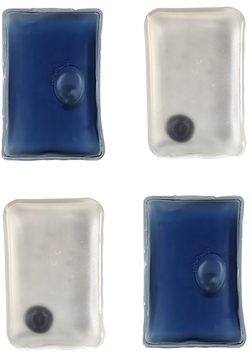 Handwarmer - Herbruikbaar - Rechthoek - Voordeelset 4 Stuks !! - 2 x Transparant + 2x Blauw
