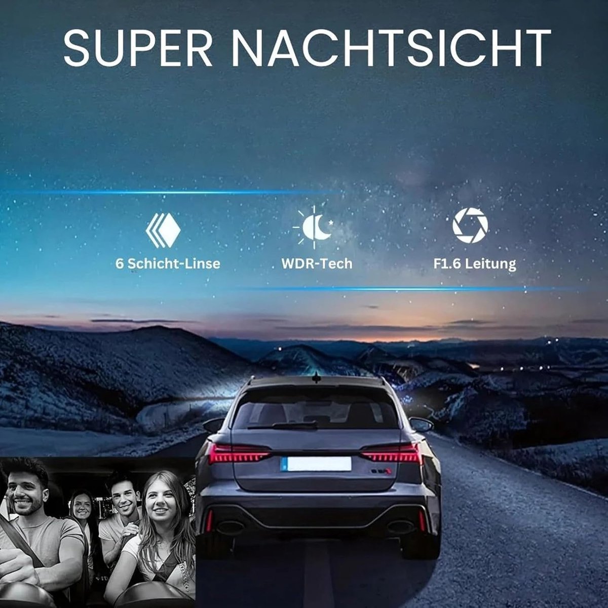 4K-dashcam met dubbele lens, groothoekcamera's aan de voor- en achterkant, ondersteunt 24-uurs parkeerbewaking, heeft een 3,16-inch scherm en een nachtzichtfunctie. Deze dashcam begeleidt u tijdens uw reis (32 GB). – foto 5