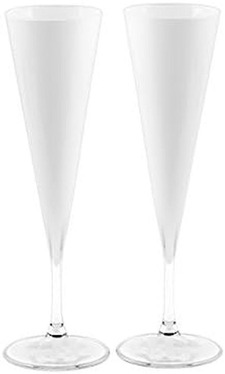 Set van 2 Elegante Champagneglazen - Flute Glazen in Wit Glas