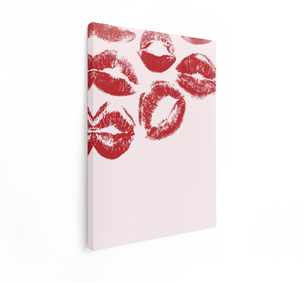 Artaza Canvas Schilderij Lippenafdrukken - 30x40 cm - Wanddecoratie Roze - Muurdecoratie Pop Art - Schilderijen Op Canvas Liefde