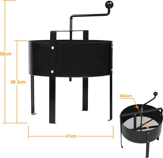 Froadp Draaibare Tuinsif Ø 40 x 56 cm, Handmatige Compostzeef met Handkurk, Bodemzeef voor Aarde, Grind en Compost, Inclusief Rooster, Handvat en Vangbak van Merkloos	 — afbeelding 5