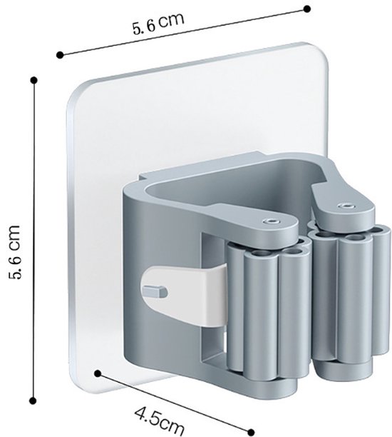 Muur Bezemhouder - 4 stuks - Gereedschapshouder - ABS - Zonder boren - Wand organizer - Tuingereedschap Ophangsysteem - Voor dweilen / bezems / tuingereedschap - 5.6*5.6*4.5 cm - Grijs van Shopexpert — afbeelding 2