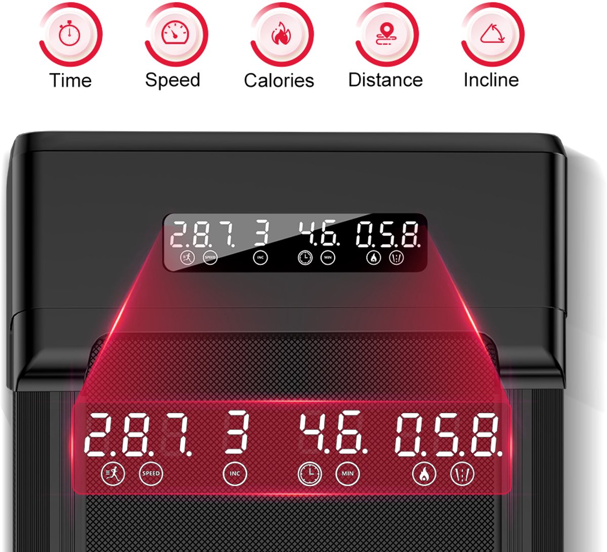 Opvouwbare loopband met helling 4 in 1 - Loopband met 9% helling - Elektrische 3.0 pk loopmachine voor thuisgebruik tot 145KG - 1-10km/u - LED-display - Geluid<50db - Zwart thumbnail 5