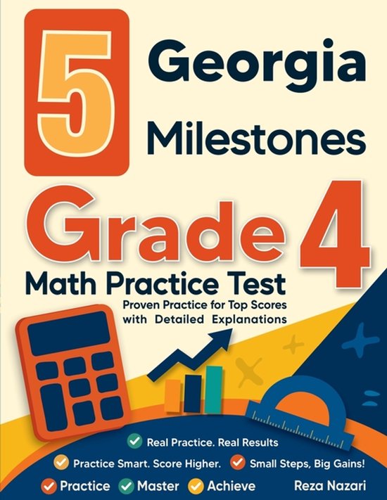 5 Georgia Milestones Grade 4 Math Practice Tests - cover