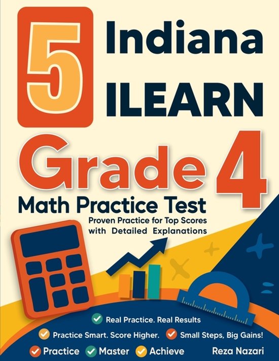 5 Indiana ILEARN Grade 4 Math Practice Tests - cover