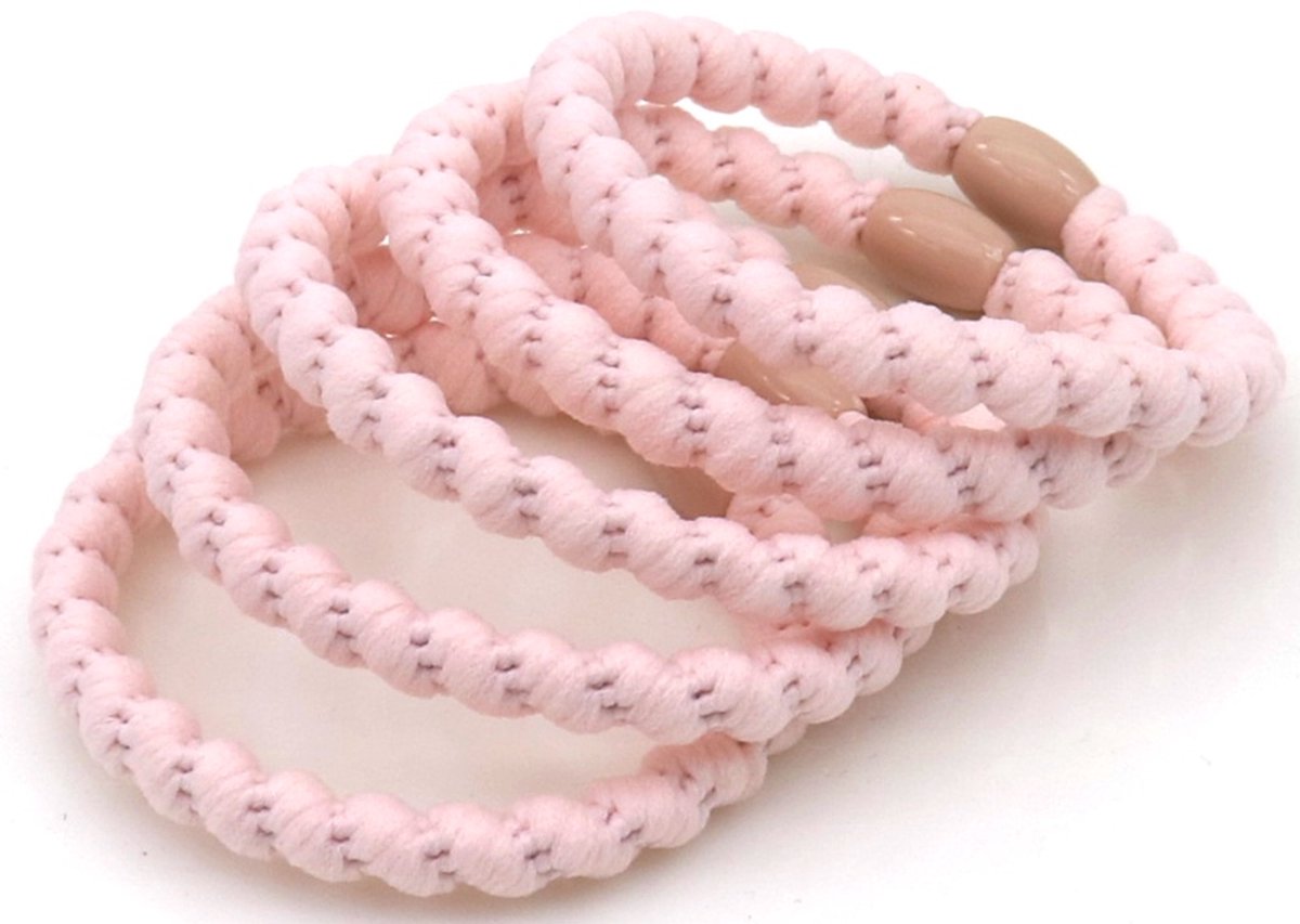 Haarelastiekjes - gedraaid - roze - 5 stuks