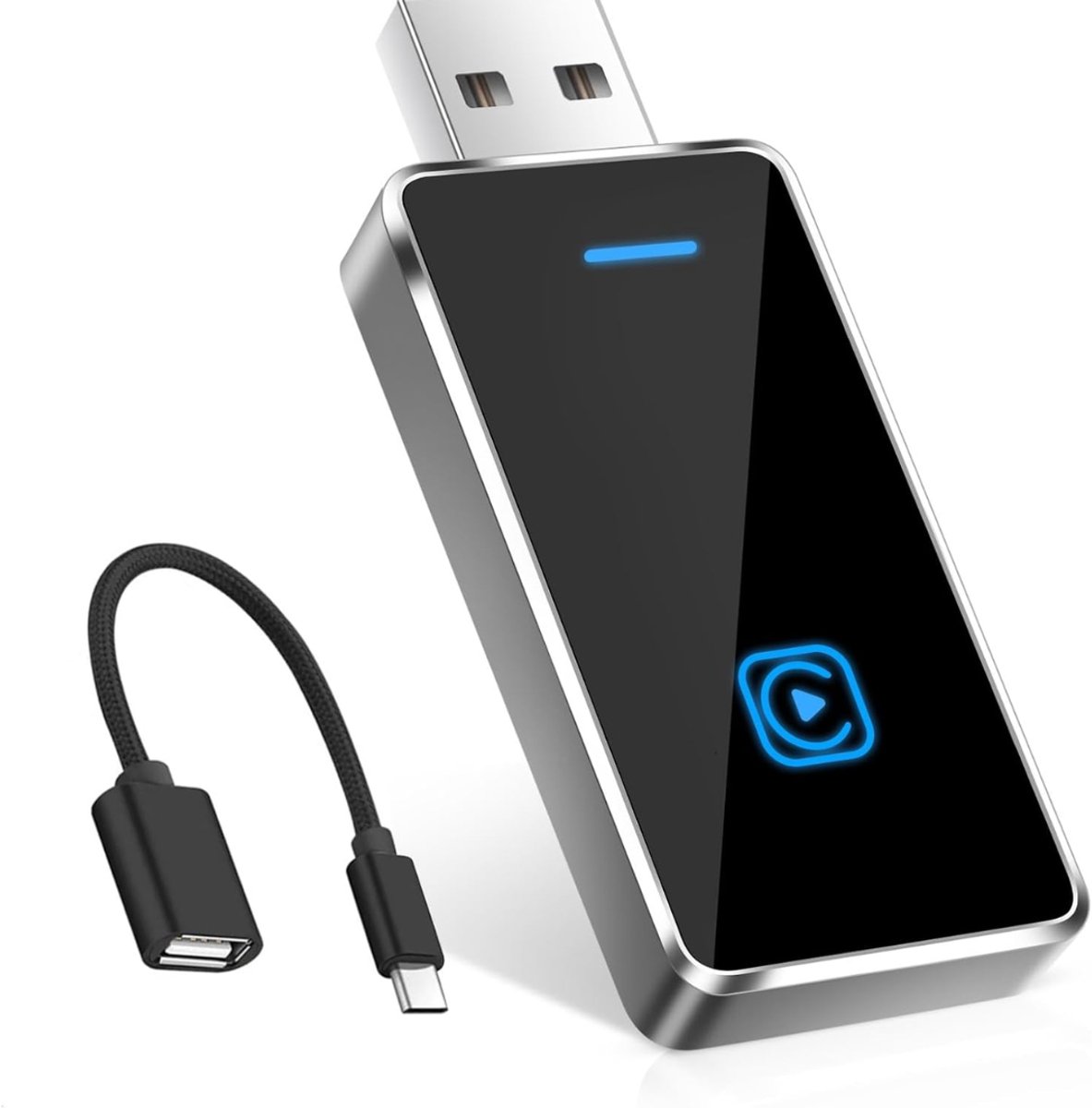 DnA® Carplay dongle - Android Auto Dongle - Carlinkit - Carplay Dongle Apple - Carplay Draadloos - Zilcer - 13cm x 10cm x 2cm