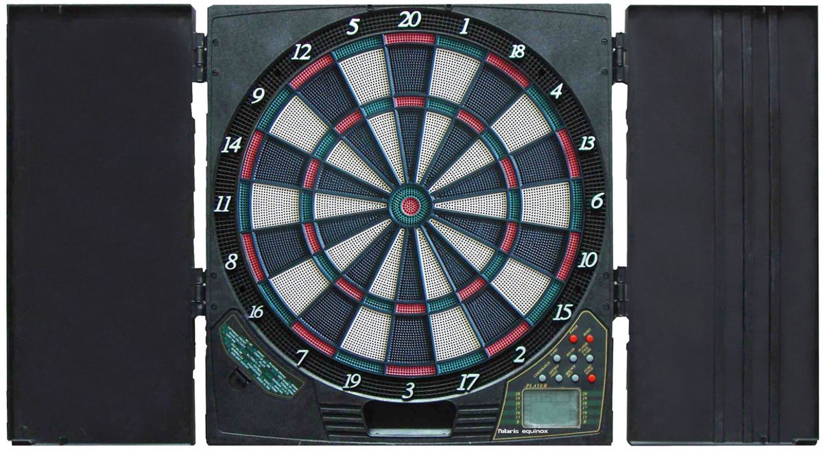 Equinox Elektronisch dartbord met kabinet - 29 spellen - Inklapbaar - Inclusief Dartpijlen - Polaris - Darten - Dartspelletjes