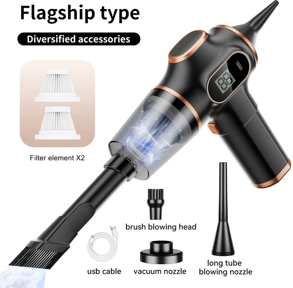 Huizhou Kruimeldief Draadloos Auto Stofzuiger Oplaadbaar Blauw - afbeelding 2