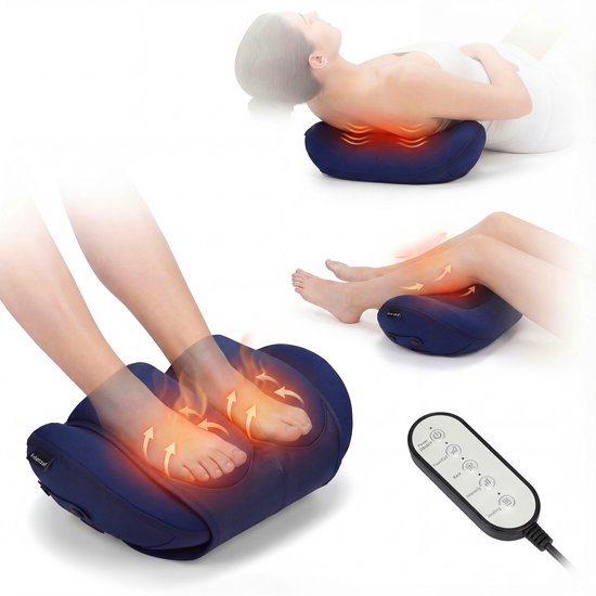 Massage Apparaat 3-in-1 met Warmtefunctie - Masseert Rug, Voeten en Kuiten - Shiatsu Massagekussen - Voetmassage, Rugmassage & Beenmassage - Donkerblauw - Silvergear