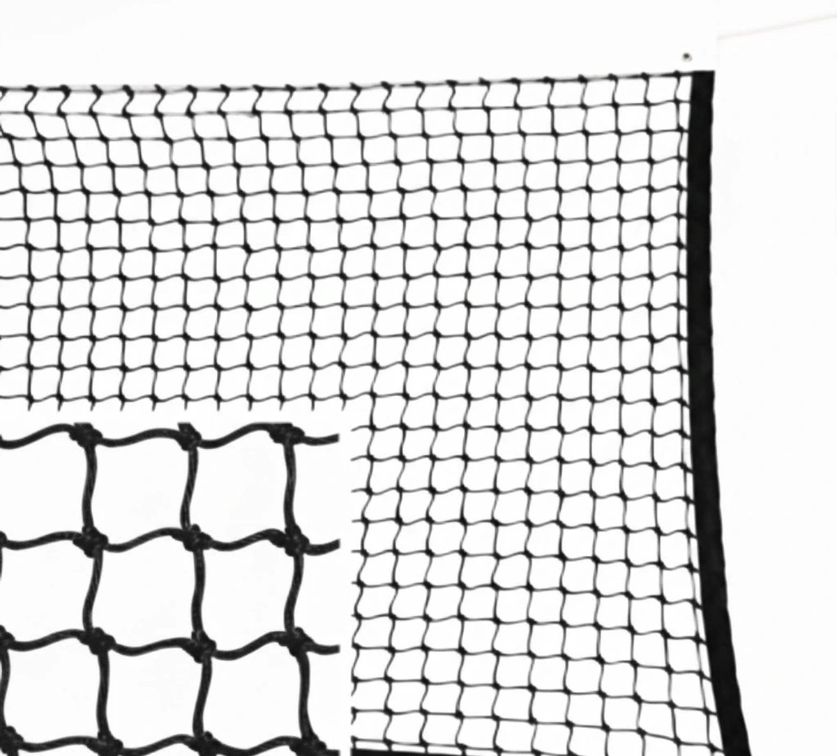 Professioneel Tennisnet - 12,75 x 1,05m - Handgeknoopt - Tennisnet tuin - J. van Dijk - Type WTC - Nylon - Zwart
