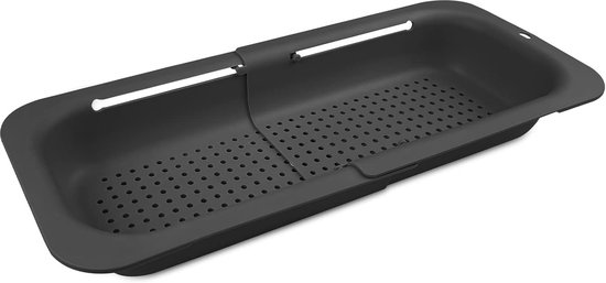 Passoire d'évier (34,5-48 cm), passoire de cuisine extensible, passoire en plastique rétractable pour égoutter les pâtes cuites, laver les légumes et les fruits (noir)