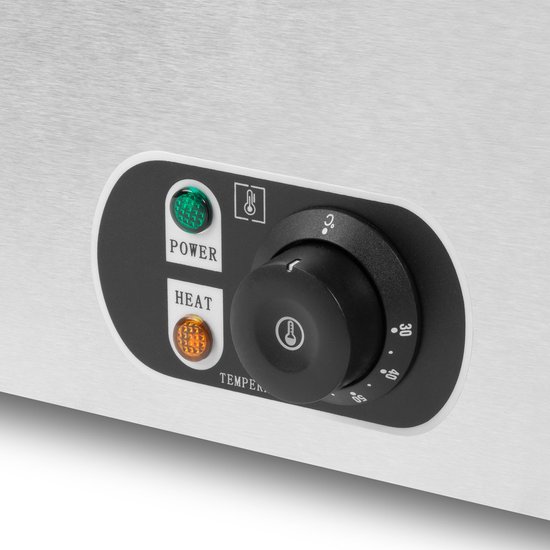 VERTES Voedselwarmer Buffetwarmer Warmhoudbak Voor voedsel Elektrisch 1500 W van roestvrij staal (incl. 3x 1/3 GN-bakken met deksel voor 3x 6 l, aftapkraan, bain-marie waterbad, temperatuur 0-85 °C) — afbeelding 3