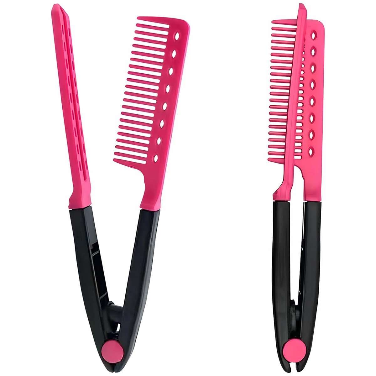 Stijlkam Set - Haarkam Stylingkam - Haar Stylen - V-vormige Klittenkam - 2 stuks - Roze