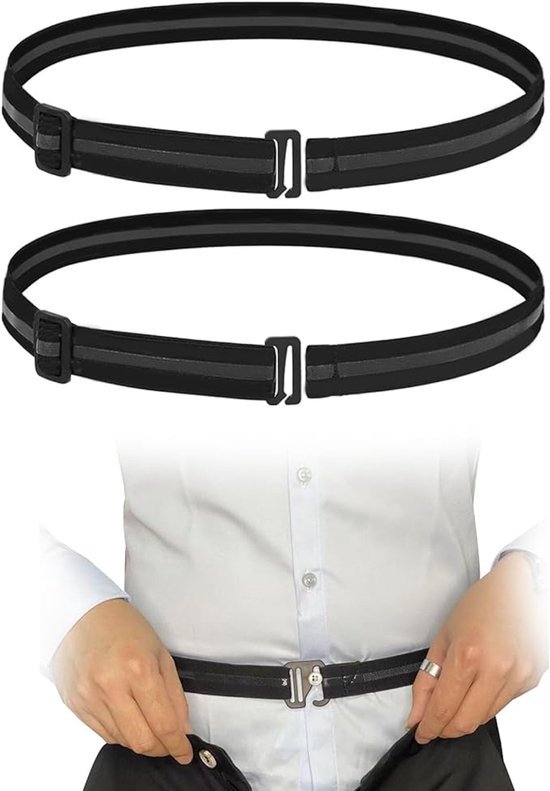 Ceinture jarretelle homme 2 pièces antidérapante élastique support de chemise réglable pour hommes affaires bureau mariage quotidien soigné, noir