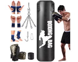 Aafinity Hangende Zware Bokszak Set - Muay Thai & Kickbokstraining - Bokszak met Handschoenen, Reactiebal & Ophanghaken - Niet-gevuld ontwerp