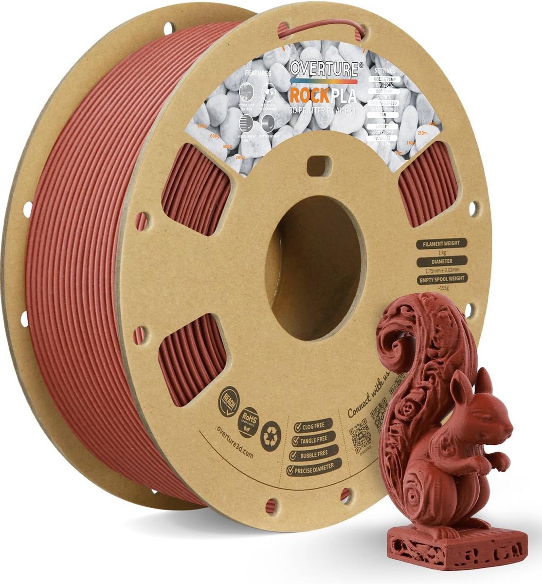 3D Printer Filament 1,75mm Roodachtig Marmer PLA 1 KG