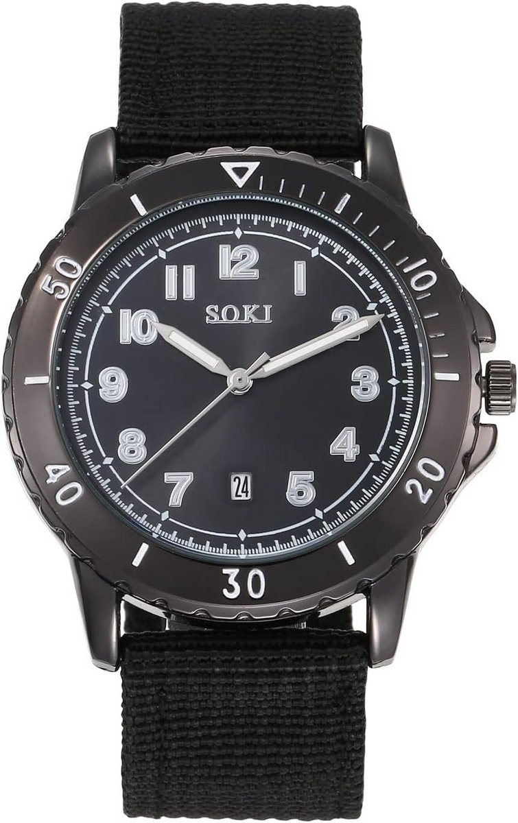 Herenhorloge Analoog Kwarts met Datum en Nylon Armband