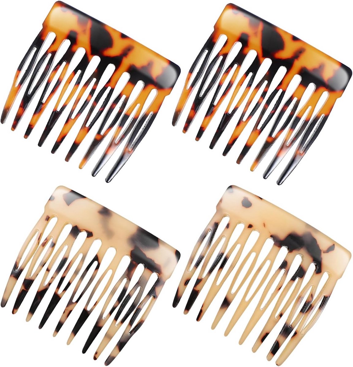Set van 4 Franse Haarclips voor Dames - Decoratieve Zij- en Knotkammen