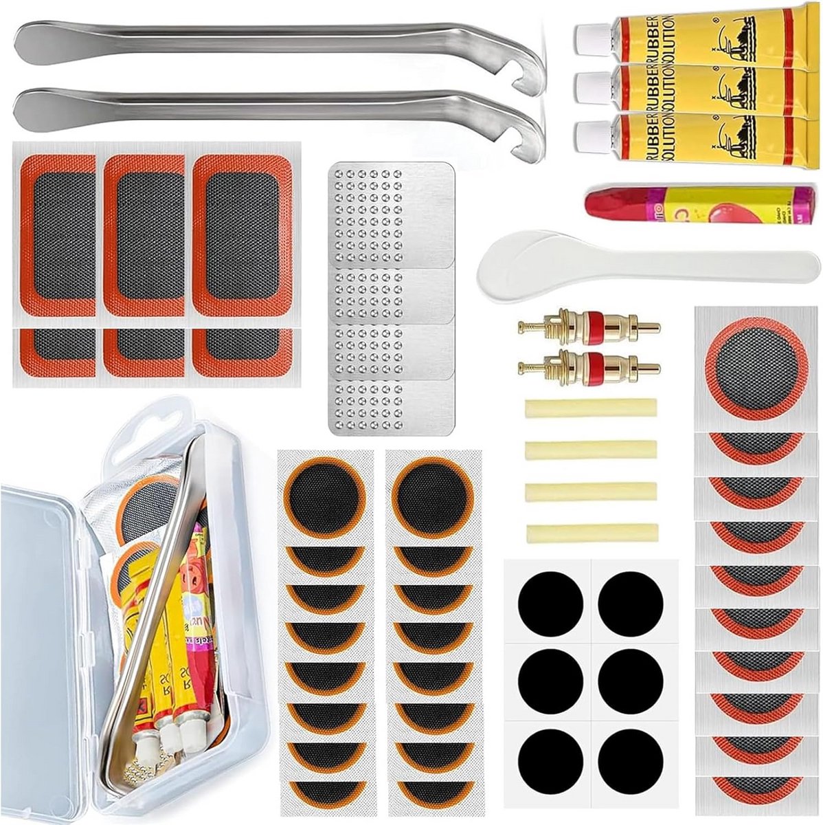 56-delige Draagbare Banden Reparatie Set met Bandenlichters en Zelfklevende Patches