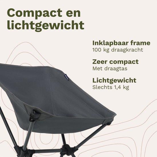 TRVLMORE Campingstoel - Opvouwbaar - 100KG Draagvermogen - Incl. Draagtas - Klapstoel - Visstoel - Kampeerstoel - Vouwstoel - Grijs — afbeelding 3