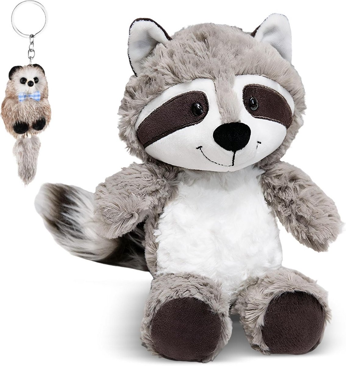 Knuffel wasbeer met sleutelhanger, 25 cm, Pluche Dieren Speelgoed voor Kinderen