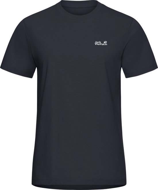 T-shirt bleu marine Jack Wolfskin avec petit logo blanc sur la poitrine.