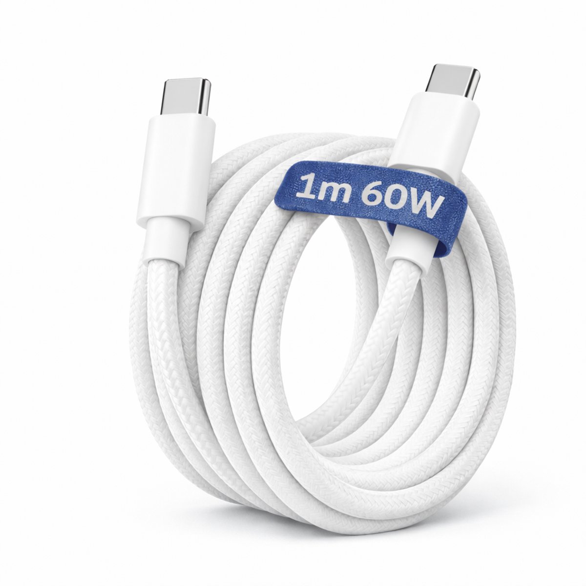 Adapie USB-C naar USB-C Kabel 1 Meter – 60W Power Delivery – Snellaadkabel voor Laptop, Tablet & Smartphone – Wit