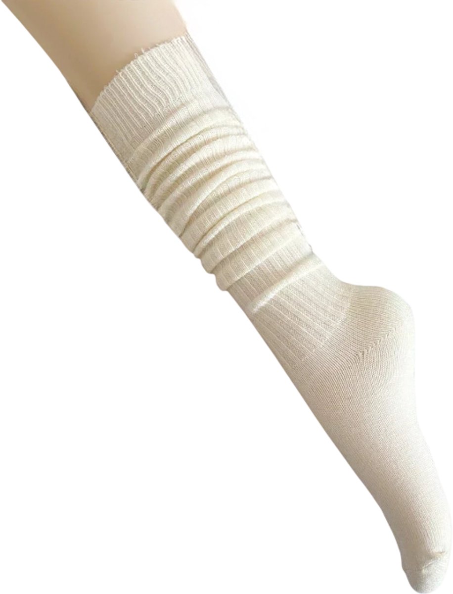 Dikke Kasjmier Lange Sokken voor Vrouwen Zachte Pluizige en Warme Kniehoge Kousen voor Herfst en Winter Casual Sokken Gebreide Kousen Mode Sokken Wit