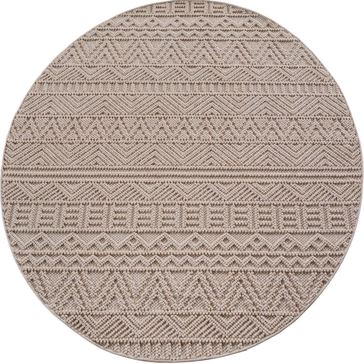 Ayyildiz Helix Boho Vloerkleed Beige 120 cm rond – Effen Laagpolig Tapijt – Modern Bohemian Design voor Woonkamer en Slaapkamer