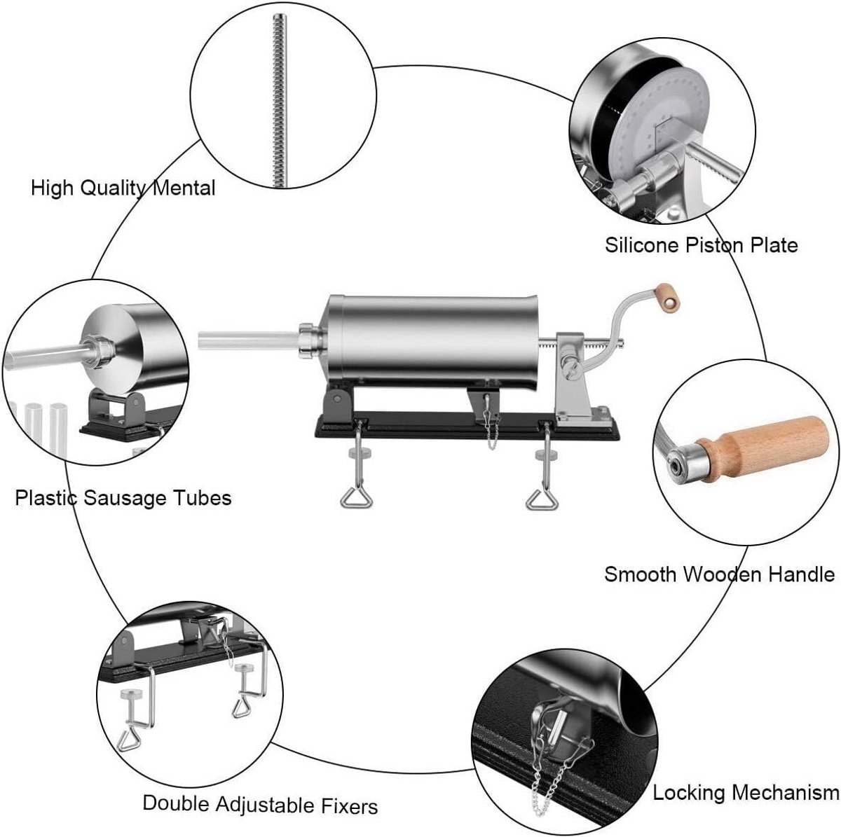 Worstenvuller - Worstenmaker Machine - Handmatig - RVS - Keukenapparatuur