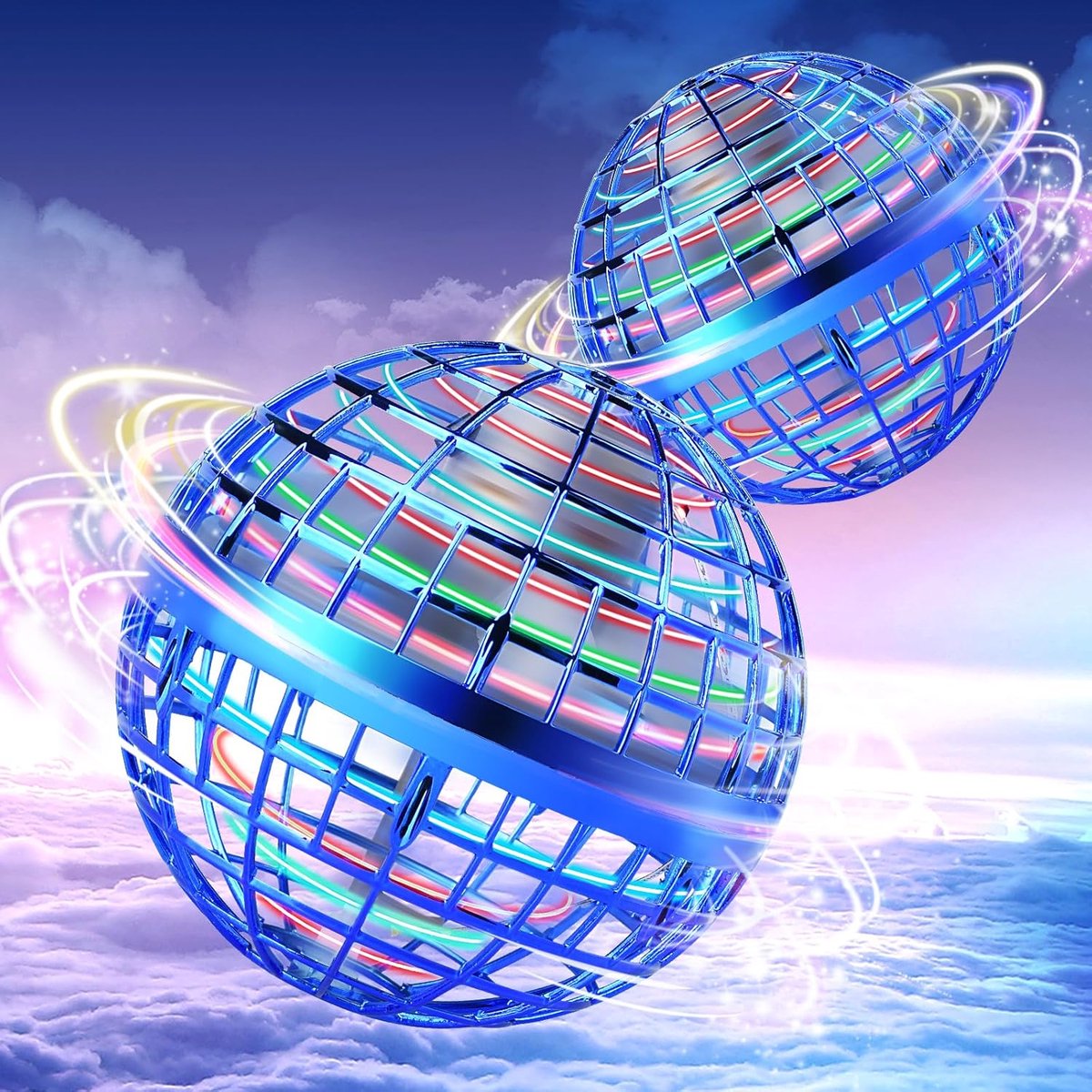 2 stuks Vliegende Orb Bal Speelgoed - Hover Galaxy Bal met Zwevende Nevel - Handbediende Boemerang Spinner met RGB-LED Verlichting - Magisch Ruimte UFO Speelgoed - Mini Drone voor Kinderen en Volwassenen - Geschikt voor Binnen en Buiten