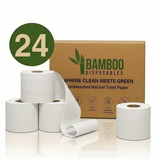 24 superrollen – 3-laags bamboe toiletpapier – zacht en sterk