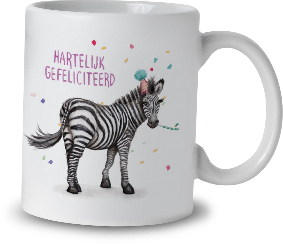 Mok – Felicitatie Zebra – Keramiek – 325 ml – Cadeau